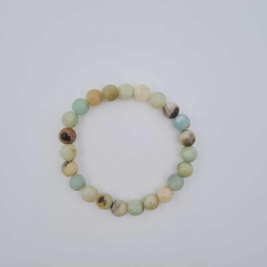 Amazonite bracelet with calming and soothing properties for stress relief and emotional balance.