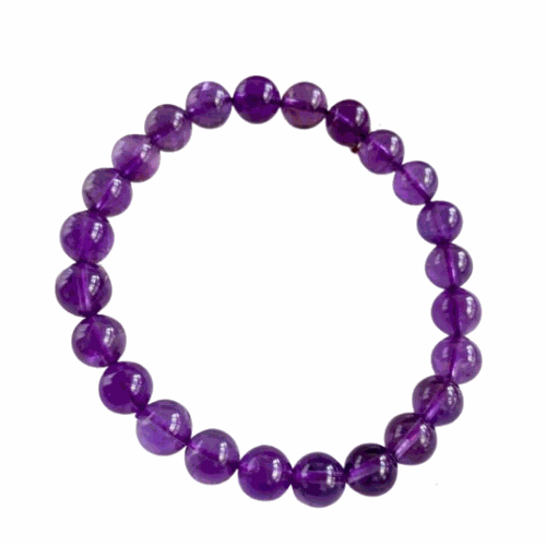 Amethyst bracelet with healing properties and calming effects.