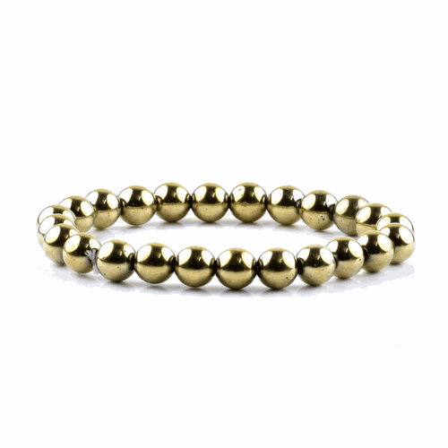 Golden Pyrite Bracelet with energy-enhancing pyramid design.